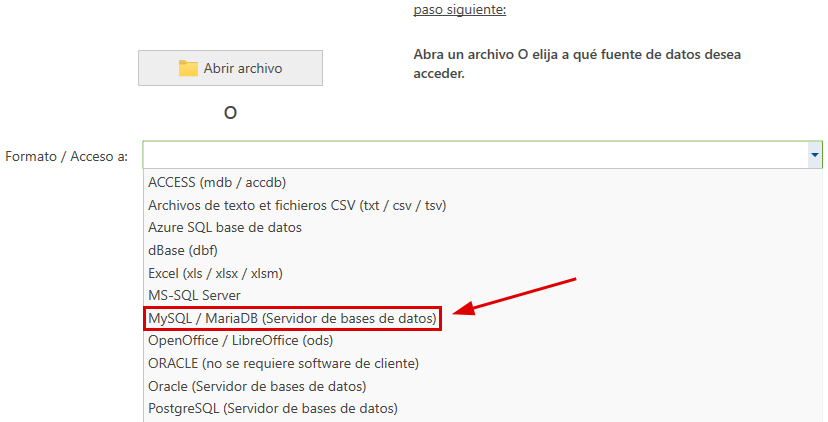 Origen de datos MariaDB