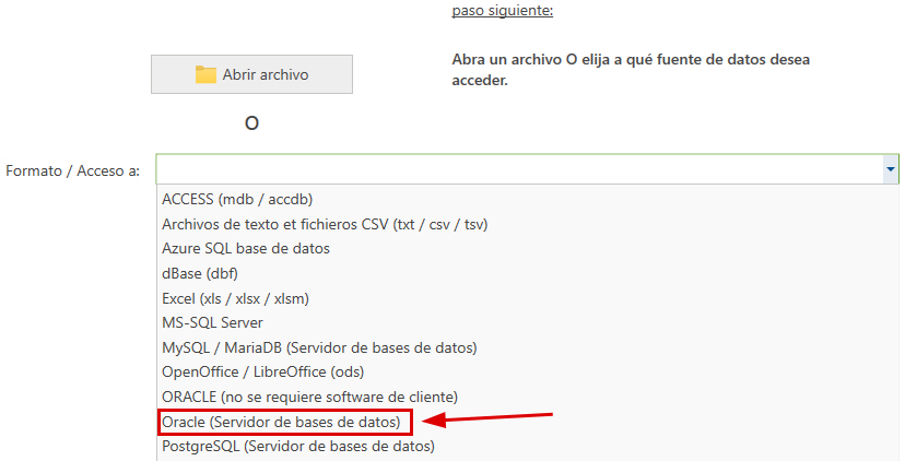 Origen de datos Oracle