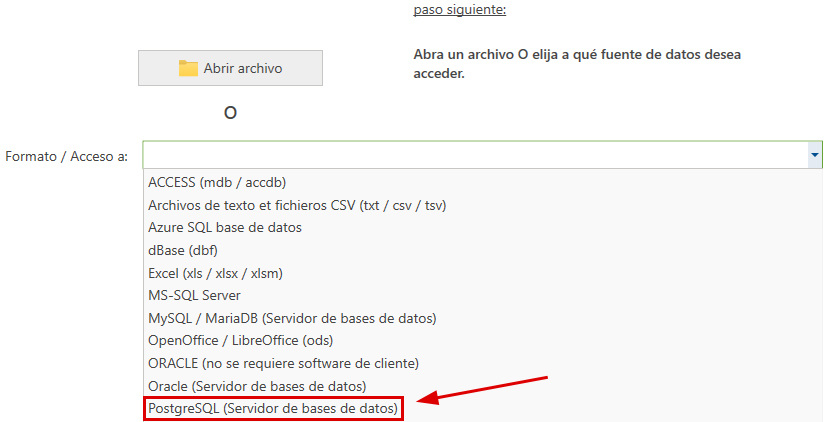 Origen de datos PostgreSQL