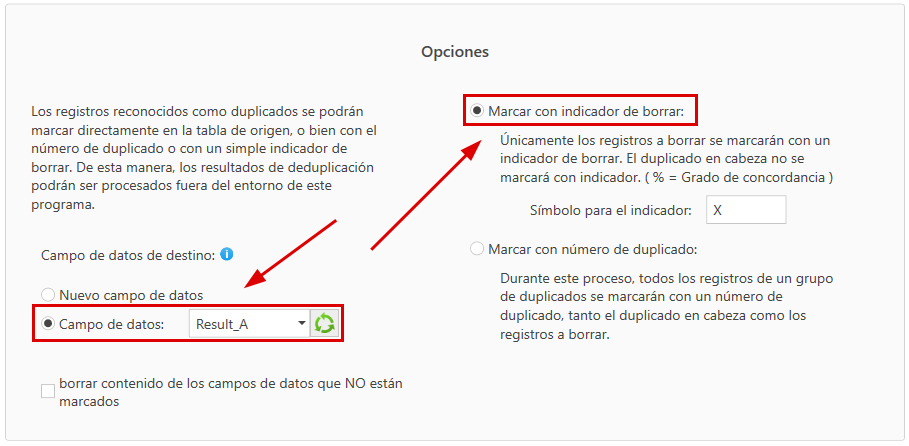 Marcar en la tabla de origen