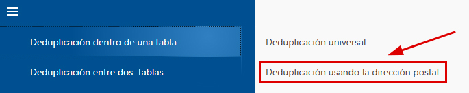 Deduplicación usando la dirección postal