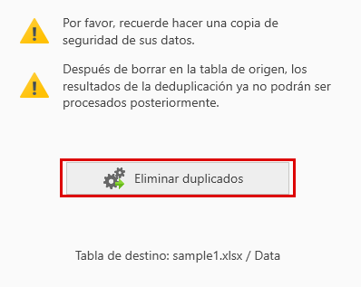 Eliminar de la tabla original