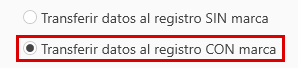 Transferir datos al registro CON marca