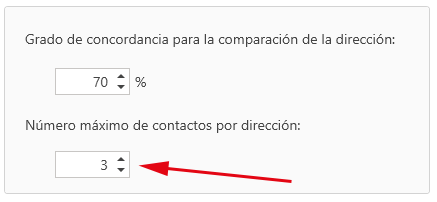 Factor de coincidencia Número máximo de contactos