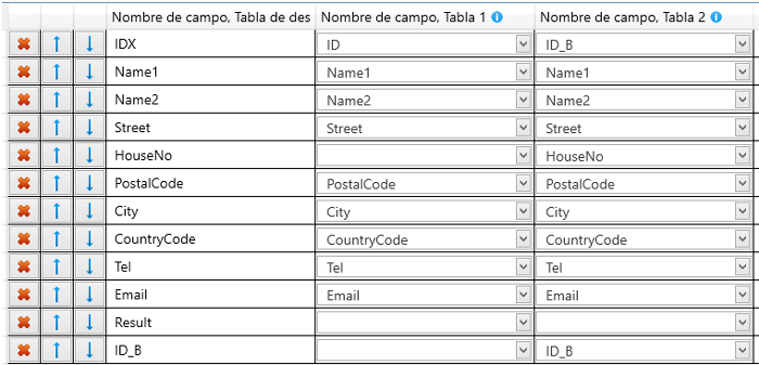 Tabellen zusammenfassen, Spalte zuordnen Combinar tablas, asignar columnas