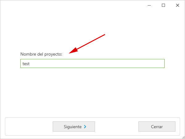 Crear proyecto - nombre para el proyecto