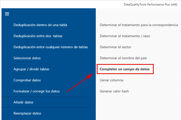 Completar un campo de datos