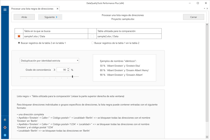 Procesar una lista negra de direcciones