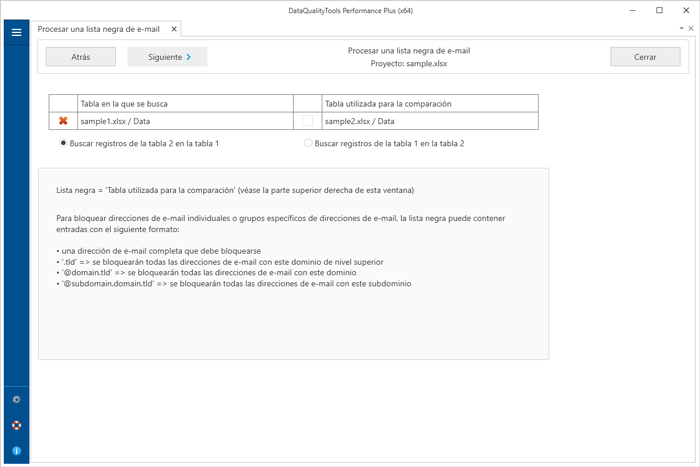 Procesar una lista negra de E-Mail