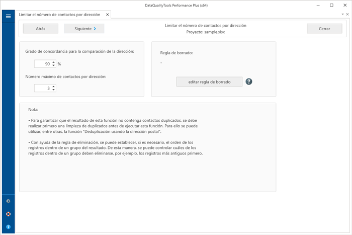 Limitar el número de contactos por direcció