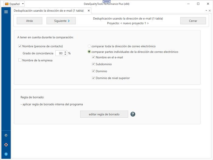 Deduplicación usando la dirección de email