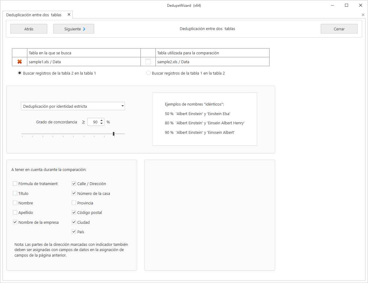 Deduplicación entre dos ficheros / tablas